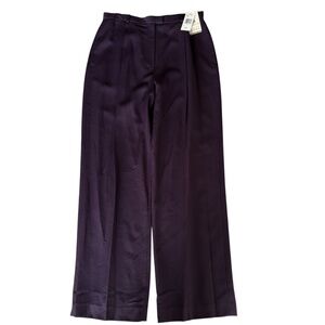Y2K Rena Rowan 100% Woolmark Wool Purple Pants High Waist Wide Leg Womens Sz 14‎